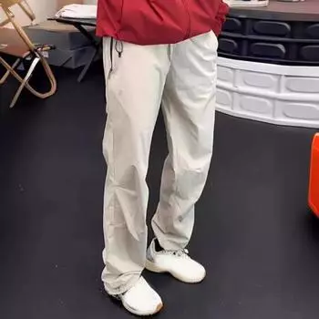 Мужские брюки-карго, тонкие, быстросохнущие, для путешествий и кемпинга, свободные, с завязками на талии, однотонные M абрикосовый