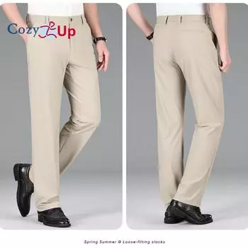 Мужские брюки классического кроя цвета хаки Cozy Up - плиссированные (Стандартный и Большой и Высокий) 29 серый