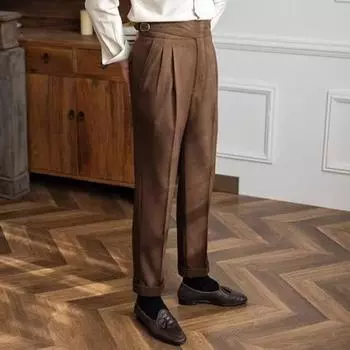 Мужские брюки-костюмы с застежкой-молнией и регулируемой талией, прямые брюки в английском стиле, однотонные, свободные, формальные, деловые, офисные брюки 28 хаки