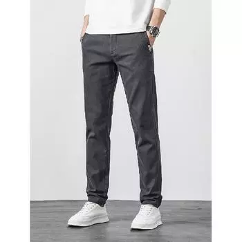 Мужские брюки летние повседневные брюки облегающие эластичные прямые брюки мужской стиль 28 чёрный