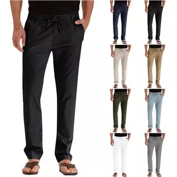 Мужские брюки модные деловые повседневные свободные прямые брюки L армия зеленый