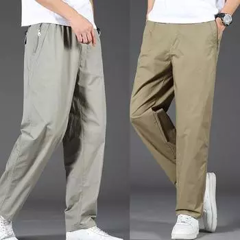 Мужские брюки на молнии в стиле Харадзюку, хлопковые брюки-карго, повседневные спортивные длинные брюки с эластичной резинкой на талии, брюки с карманами M чёрный
