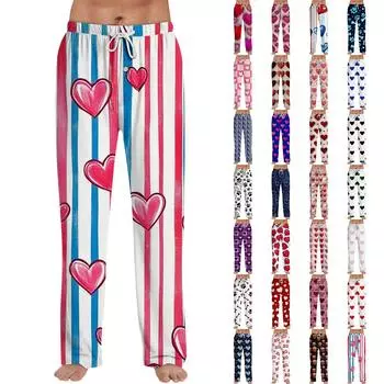 Мужские брюки на завязках Повседневные брюки Пижамные брюки Милые домашние брюки с принтом L