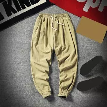 Мужские брюки Ninth, прямые, с тонкими карманами, завязывающимися на шнурок, с резинкой по бокам, большого размера, с однотонной талией, для тренировок в спортзале, для бега трусцой L чёрный