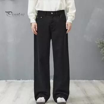 Мужские брюки, однотонные, прямые, широкие брюки в стиле ретро с карманами, брюки на молнии для повседневной носки, дома, уличной одежды, спорта S коричневый