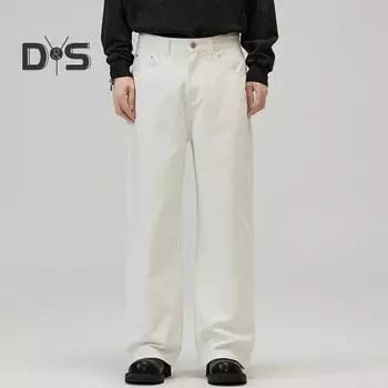 Мужские брюки, однотонные, прямые, широкие брюки в стиле ретро с карманами, брюки на молнии для повседневной носки, дома, уличной одежды, спорта S чёрный