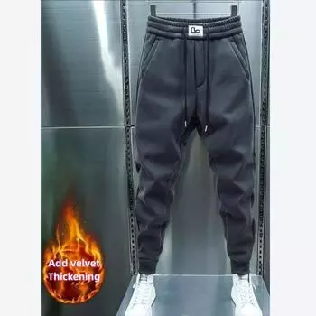 Мужские брюки осень-зима с бархатным утолщением, уличная мужская одежда, брюки для мужчин, широкие брюки, мужские, большие размеры, Youngla Gym Man S чёрный