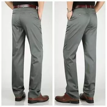 Мужские брюки, повседневные брюки с высокой талией, осенне-зимние брюки среднего возраста, свободные однотонные брюки, брюки для путешествий 3XL чёрный