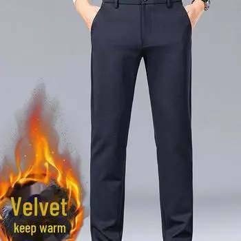 Мужские брюки прямого покроя из бархата для повседневного делового костюма на осень/зиму 2024 года medium thickness, 40 королевский синий