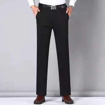 Мужские брюки, прямые карманы на молнии, однотонные, мягкие, тонкие, в деловом стиле 33 хаки