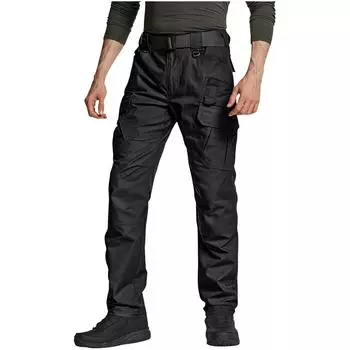 Мужские брюки прямые рабочие однотонные для активного отдыха, походов, спортивные L чёрный