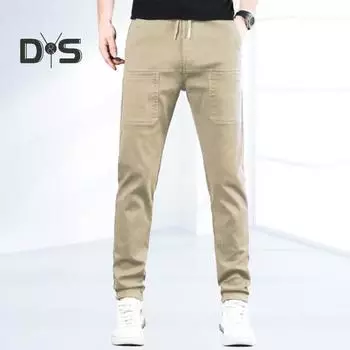 Мужские брюки с 6 карманами в стиле пэчворк, прямые, свободные, широкие, однотонные, с эластичной резинкой на талии, для отдыха на природе, для работы, путешествий, длинные брюки L темно-серого