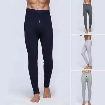 Мужские брюки с эластичной резинкой на талии, термоизоляция, длинные кальсоны, однотонные, для путешествий, работы, школы M темно-серого