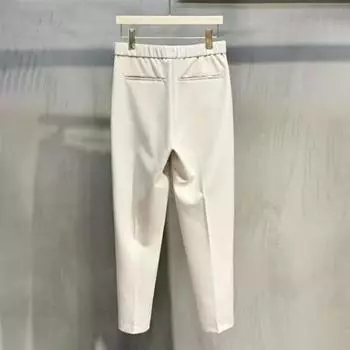 Мужские брюки с эластичной талией, мужские костюмные брюки, формальные деловые брюки для офиса, прямые брюки Ninth в однотонном цвете M абрикосовый