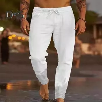 Мужские брюки с эластичной талией на шнурке и боковыми карманами, однотонные повседневные школьные рабочие спортивные брюки для путешествий 2XL зелёный