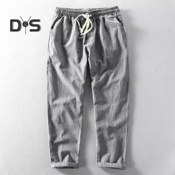 Мужские брюки с эластичной талией на шнурке, прямые, свободные, однотонные, с карманами, повседневные, повседневные, спортивные брюки, длинные спортивные штаны M чёрный