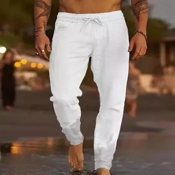 Мужские брюки с эластичной талией на шнурке и боковыми карманами, однотонные повседневные школьные рабочие спортивные брюки для путешествий L зелёный