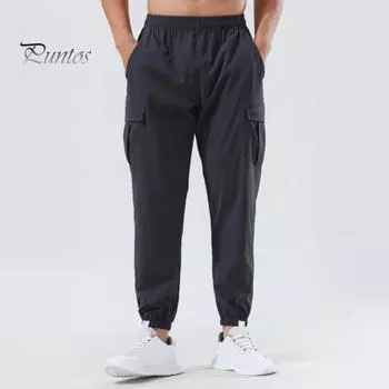 Мужские брюки с эластичным поясом, быстросохнущие, свободные, однотонные, с карманами, эластичные, повседневные, спортивные, длинные, спортивные брюки M зелёный