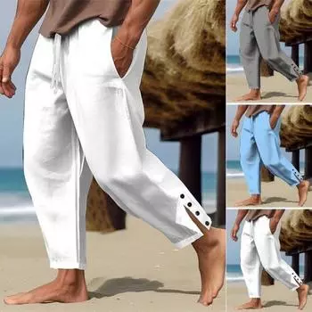 Мужские брюки с боковыми карманами, эластичная резинка на талии, свободные быстросохнущие однотонные однотонные спортивные штаны с разрезами для спортзала, пляжные спортивные штаны L светло-синий