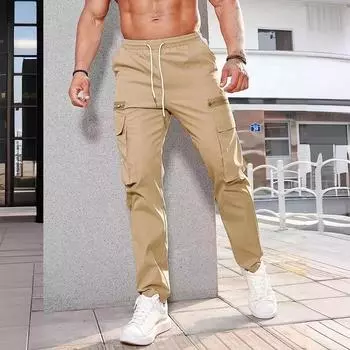 Мужские брюки с боковыми карманами, шаровары на молнии, черные повседневные мужские брюки в стиле хип-хоп, модные повседневные уличные брюки S чёрный