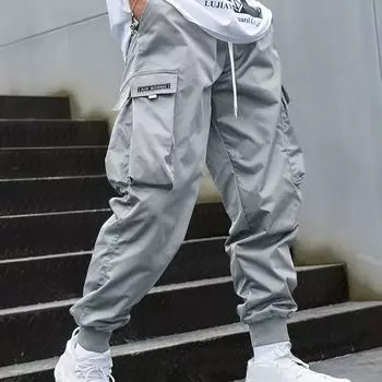 Мужские брюки с карманами и боковой застежкой на талии XXXL чёрный