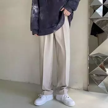 Мужские брюки с застежкой-молнией на пуговицах, прямые брюки однотонного цвета, свободные, формальные, деловые, офисные брюки 29 темно-серого