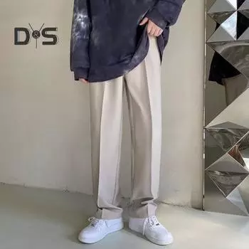 Мужские брюки с застежкой-молнией на пуговицах, прямые брюки однотонного цвета, свободные, формальные, деловые, офисные брюки 29 хаки