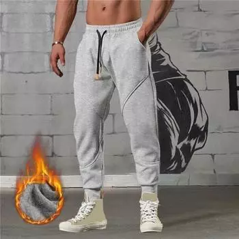 Мужские брюки с завязками и эластичной резинкой на талии, лоскутные повседневные мягкие теплые карманы, свободные девятые брюки, весенне-осенние спортивные штаны