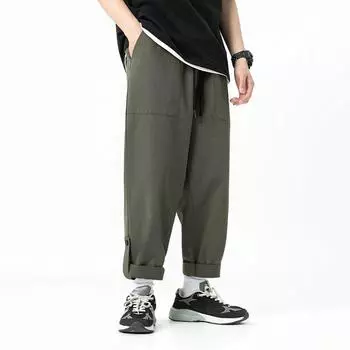 Мужские брюки-шаровары для бега, мужские брюки-карго, повседневные спортивные штаны с карманами в стиле хип-хоп, брюки большого размера M зелёный