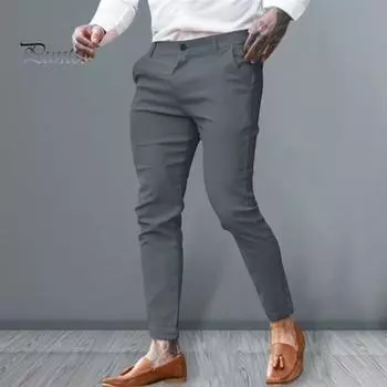 Мужские брюки средней посадки, однотонные, длинные, с карманами, застежкой-молнией и пуговицами, брюки-карандаш M хаки