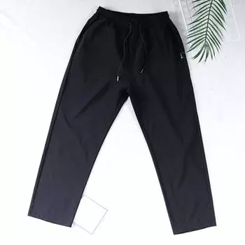 Мужские брюки Свободные ледяные шелковые быстросохнущие шнурки с эластичной резинкой на талии Широкие боковые карманы Сплошной цвет Спортивные спортивные штаны для тренировок Длинные брюки XXXL чёрный