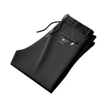 Мужские брюки Свободные прямые шнурки с эластичной резинкой на талии 2 боковых кармана Сплошной цвет Дышащие мягкие повседневные спортивные штаны полной длины Повседневные длинные брюки XL темно-синий