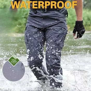 Мужские брюки, уличные водонепроницаемые брюки, повседневные брюки с несколькими карманами, мужские рабочие бегуны 4XL армия зеленый