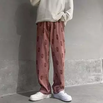 Мужские брюки Вельветовые брюки Прямые брюки L розовый