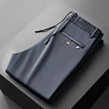 Мужские брюки Весна и лето Легкие дышащие брюки Свободные повседневные прямые брюки большого размера 10XL