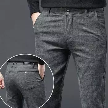 Мужские брюки весна-лето и осень, тонкие простые узкие, маленькие, прямые, эластичные, повседневные брюки 38