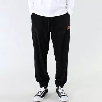 Мужские брюки весна-осень с боковыми карманами, эластичным поясом на шнурке, прямые штанины, плотный вельвет, однотонные свободные спортивные брюки M чёрный