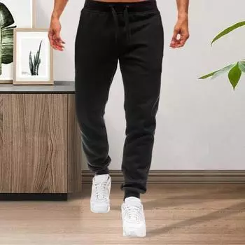 Мужские брюки весна-осень с карманами, эластичный пояс, спортивные штаны, эластичные, однотонные, свободные M светло-серый