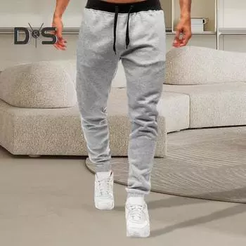 Мужские брюки весна-осень с карманами, эластичный пояс, спортивные штаны, эластичные, однотонные, свободные, повседневные, спортивные брюки для бега, велоспорта M темно-серого