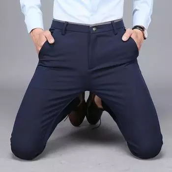 Мужские брюки высокого качества, мужские костюмные брюки, эластичные тонкие мужские брюки, эластичные брюки 30 чёрный