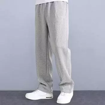Мужские брюки Yousheng из хлопковой смеси с эластичной талией, спортивные повседневные брюки, однотонные свободные брюки для бега на каждый день M темно-серого
