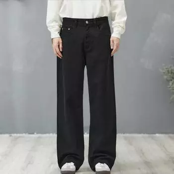 Мужские брюки Yousheng, однотонные, прямые, широкие брюки в стиле ретро с карманами, на молнии, для повседневной носки, для дома, уличной одежды, спорта S коричневый