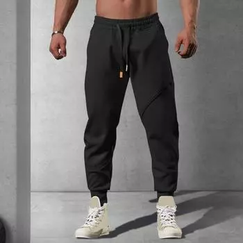 Мужские брюки Yousheng весна-осень, свободные, с эластичной резинкой на талии и карманами, с резинкой на щиколотке, однотонные, в стиле пэчворк, спортивные брюки для повседневной носки, шаровары S светло-серый