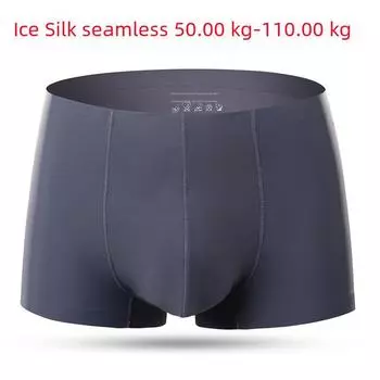 Мужские быстросохнущие бесшовные трусы-боксеры Ice Silk большого размера - дышащие, летние, однотонные L(100-120 catties) красный