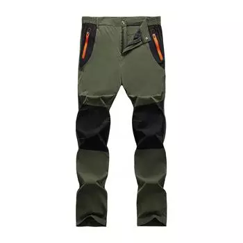 Мужские быстросохнущие брюки для активного отдыха, брюки для пеших походов, эластичные тонкие быстросохнущие длинные брюки, альпинистские брюки с цветовой блокировкой L армия зеленый