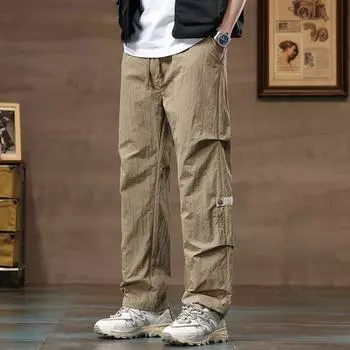 Мужские быстросохнущие комбинезоны для отдыха на открытом воздухе, весенне-летние новые свободные широкие брюки с прямыми штанинами M чёрный