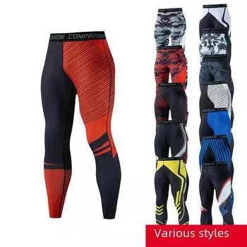 Мужские быстросохнущие леггинсы для фитнеса - Штаны для йоги и бега с цифровой печатью K72, European size XL