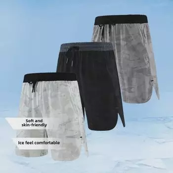 Мужские быстросохнущие летние камуфляжные спортивные шорты: Дышащая, свободная одежда для тренировок и бега белый/серый