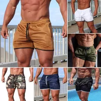 Мужские быстросохнущие шорты, пляжные шорты, спортивные шорты, спортивные шорты для бега, повседневные брюки для фитнеса 2XL армия зеленый