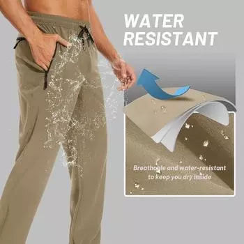 Мужские быстросохнущие тонкие повседневные брюки, водонепроницаемые эластичные, влагоотводящие, удобные модные спортивные брюки для активного отдыха 30 чёрный